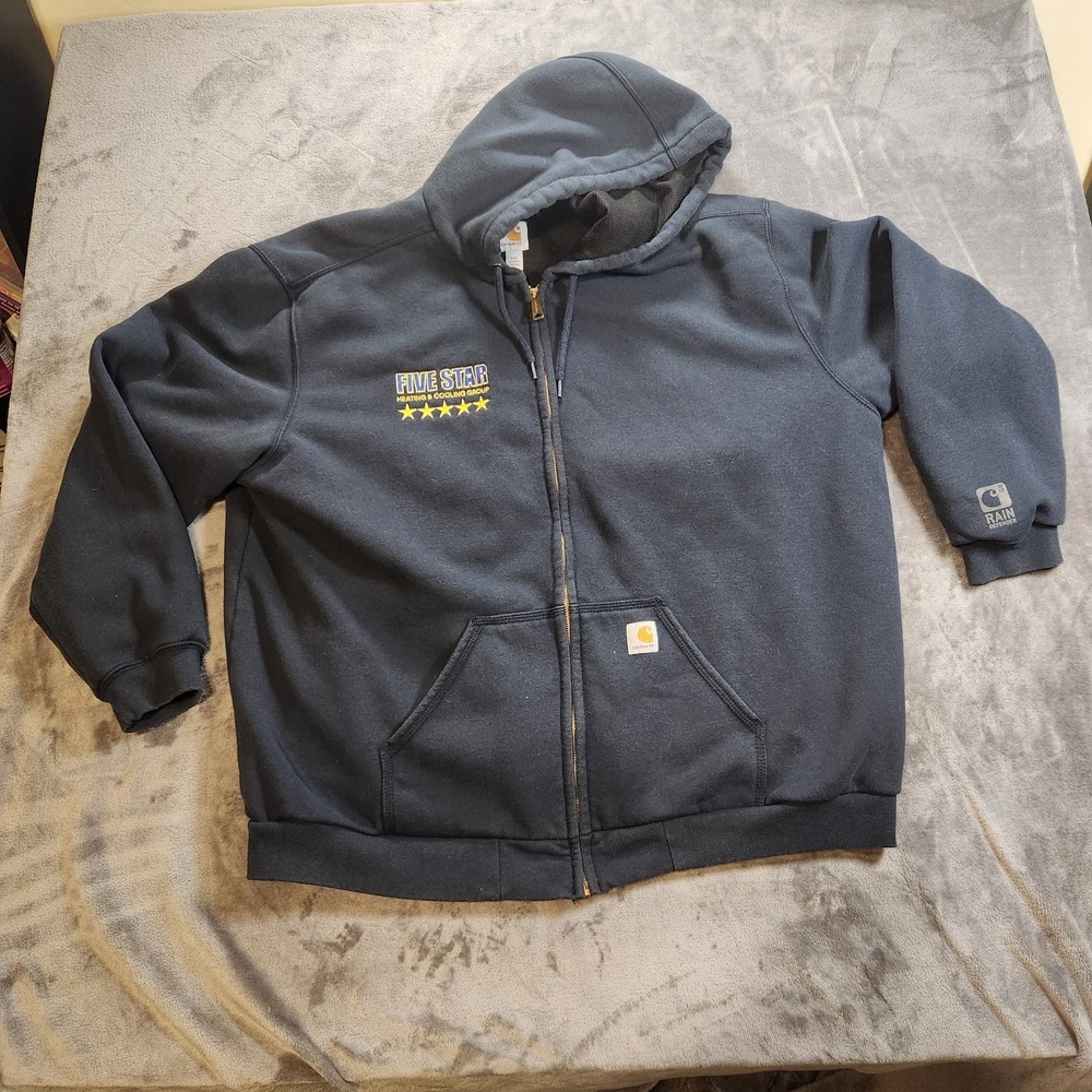 Carhartt Hoodie Mens 2XL Black Rutland Thermal Lined Rain Defender 100632